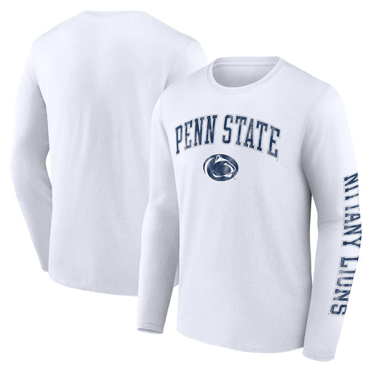 Men's Fanatics White Penn State Nittany Lions Distressed Arch Over Logo Long Sleeve T-Shirt