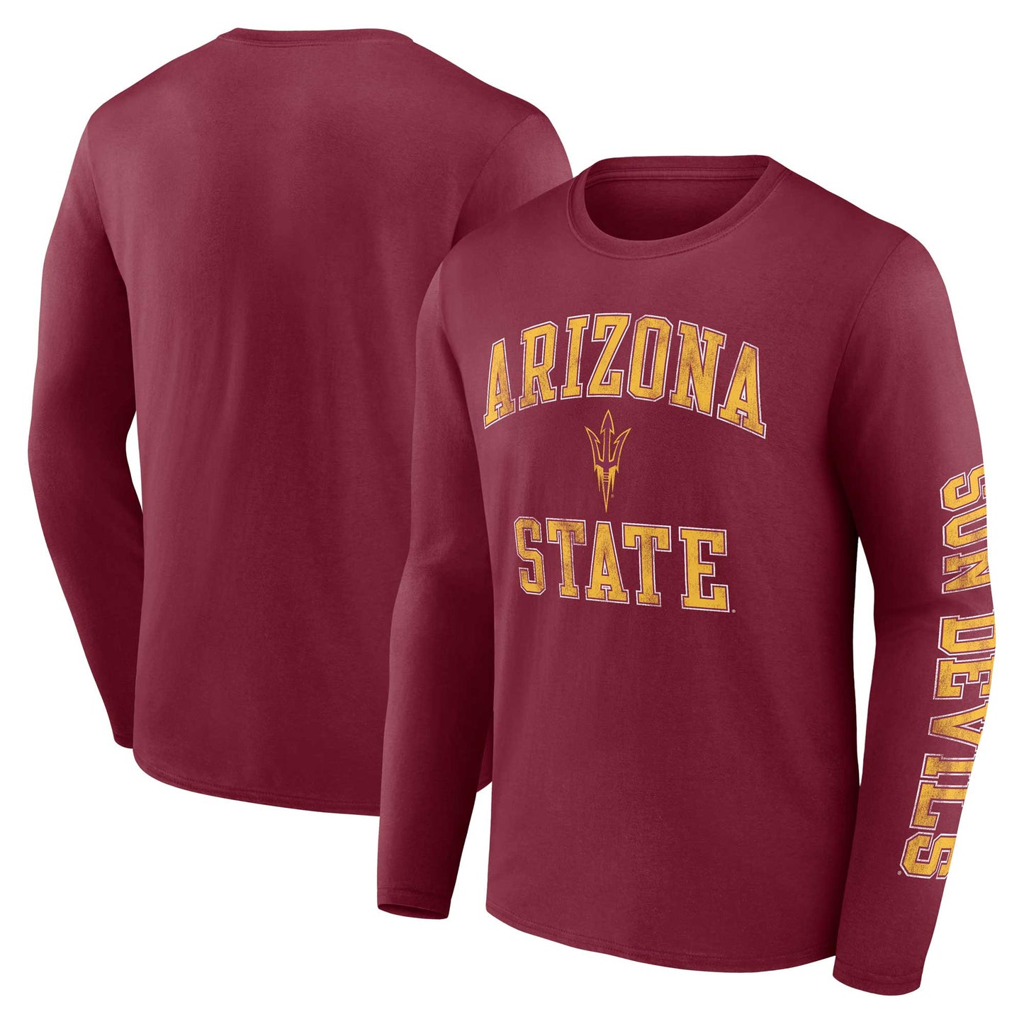 Men's Fanatics Maroon Arizona State Sun Devils Distressed Arch Over Logo Long Sleeve T-Shirt