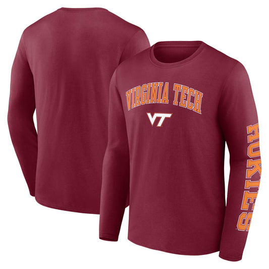 Men's Fanatics Maroon Virginia Tech Hokies Distressed Arch Over Logo Long Sleeve T-Shirt