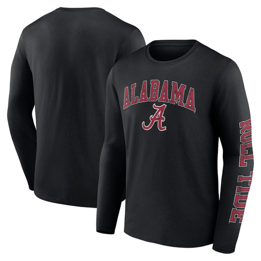 Men's Fanatics Black Alabama Crimson Tide Distressed Arch Over Logo Long Sleeve T-Shirt