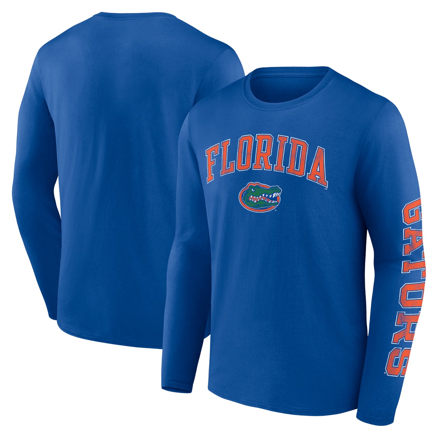 Men's Fanatics Royal Florida Gators Distressed Arch Over Logo Long Sleeve T-Shirt