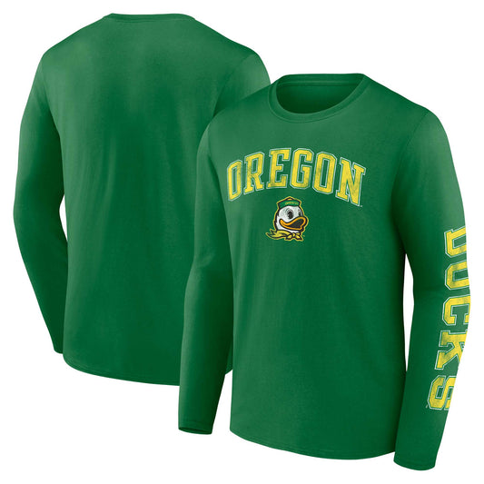 Men's Fanatics Green Oregon Ducks Distressed Arch Over Logo Long Sleeve T-Shirt