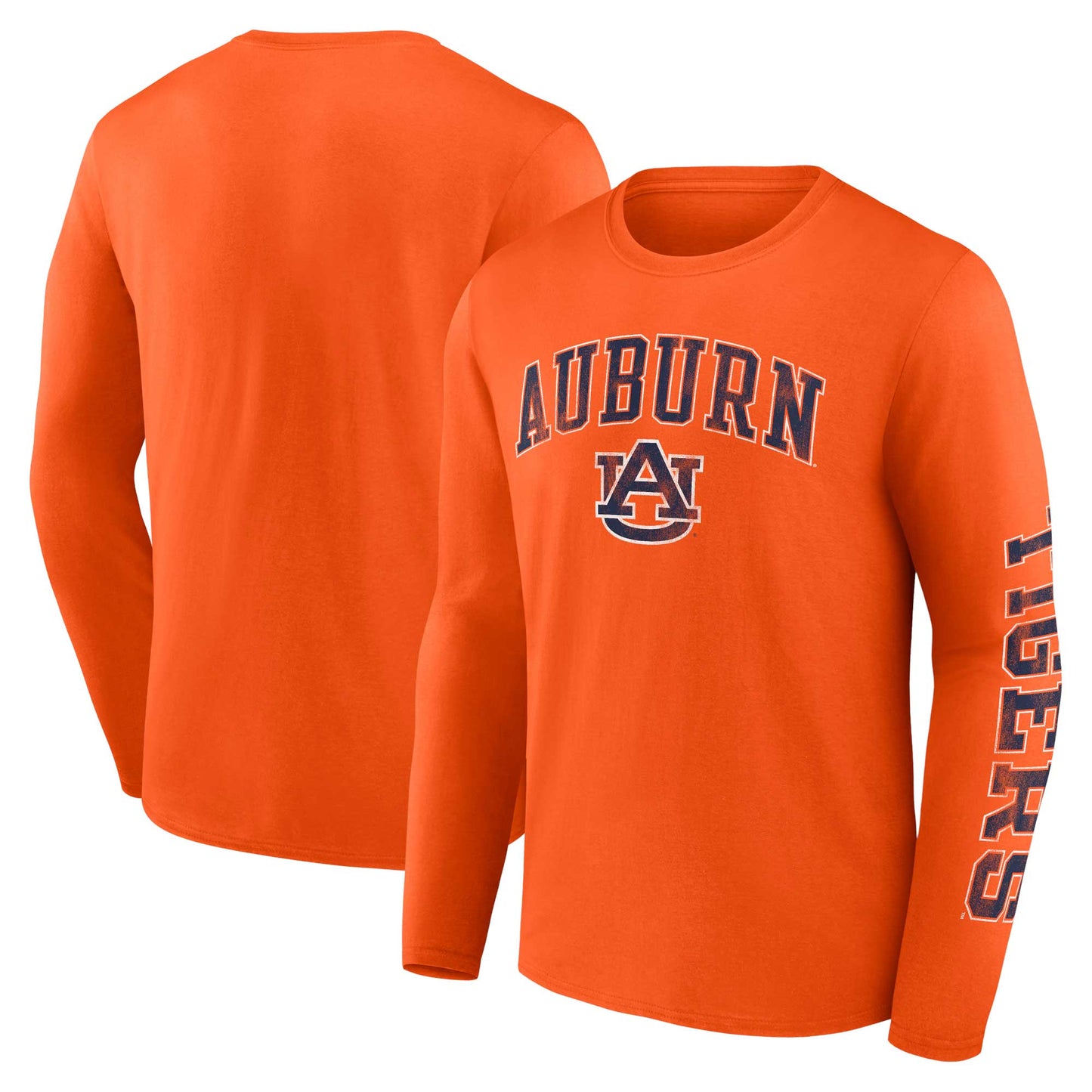 Men's Fanatics Orange Auburn Tigers Distressed Arch Over Logo Long Sleeve T-Shirt