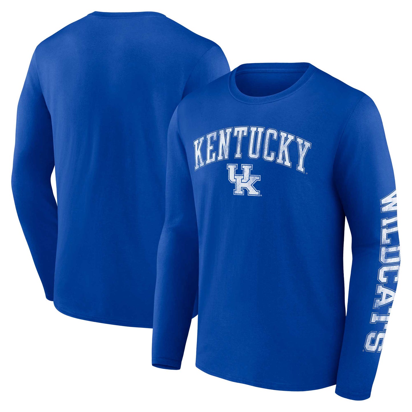 Men's Fanatics Royal Kentucky Wildcats Distressed Arch Over Logo Long Sleeve T-Shirt