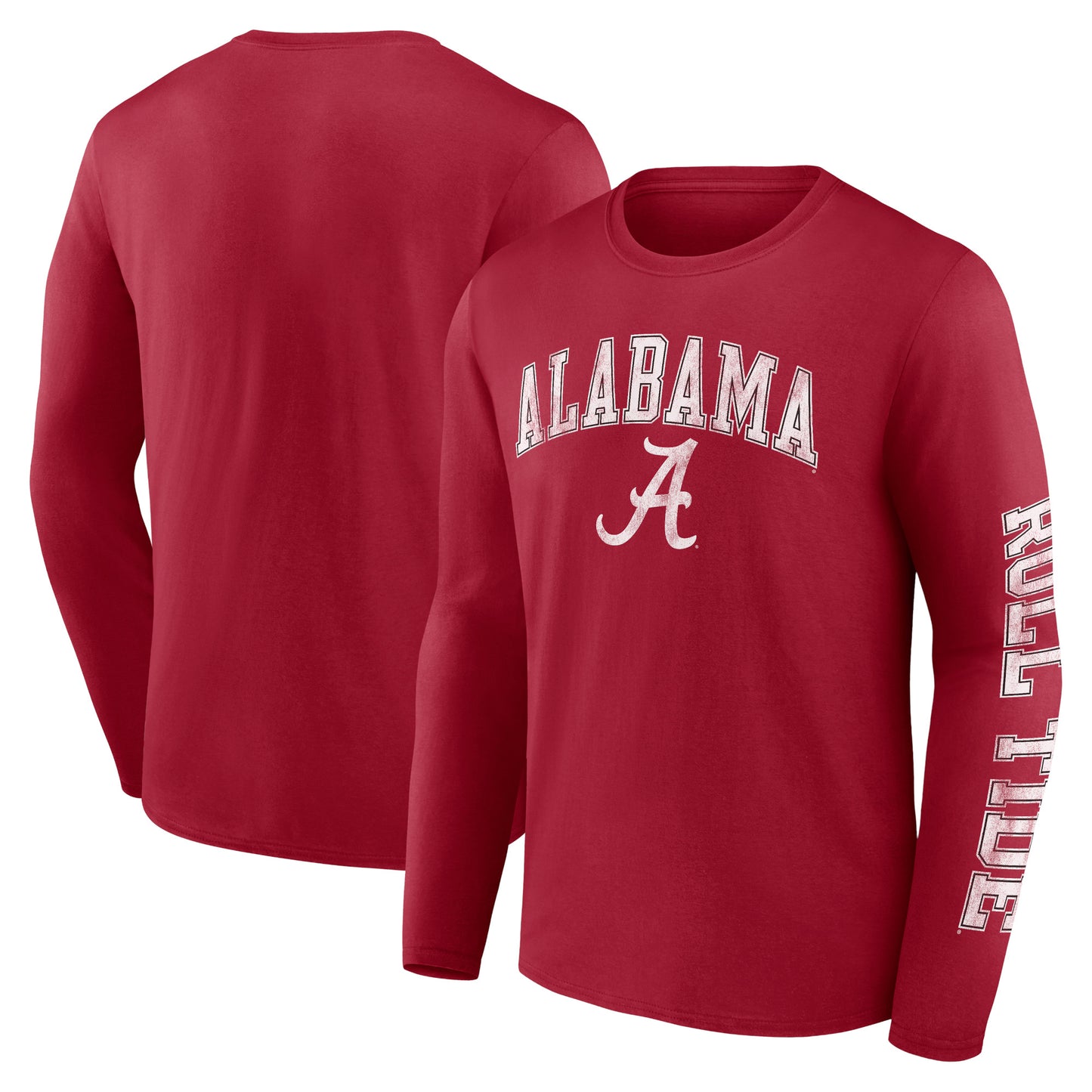 Men's Fanatics Crimson Alabama Crimson Tide Distressed Arch Over Logo Long Sleeve T-Shirt