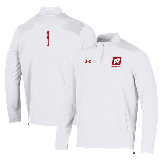 Men's Under Armour White Wisconsin Badgers 2023 Motivate Half-Zip Top