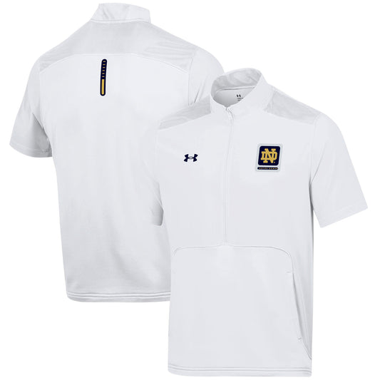 Men's Under Armour White Notre Dame Fighting Irish Motivate Half-Zip Jacket