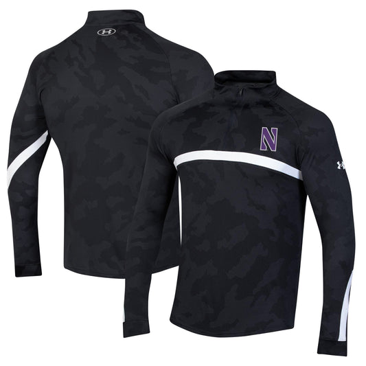 Men's Under Armour Black Northwestern Wildcats Game Day Camo Raglan Quarter-Zip Top