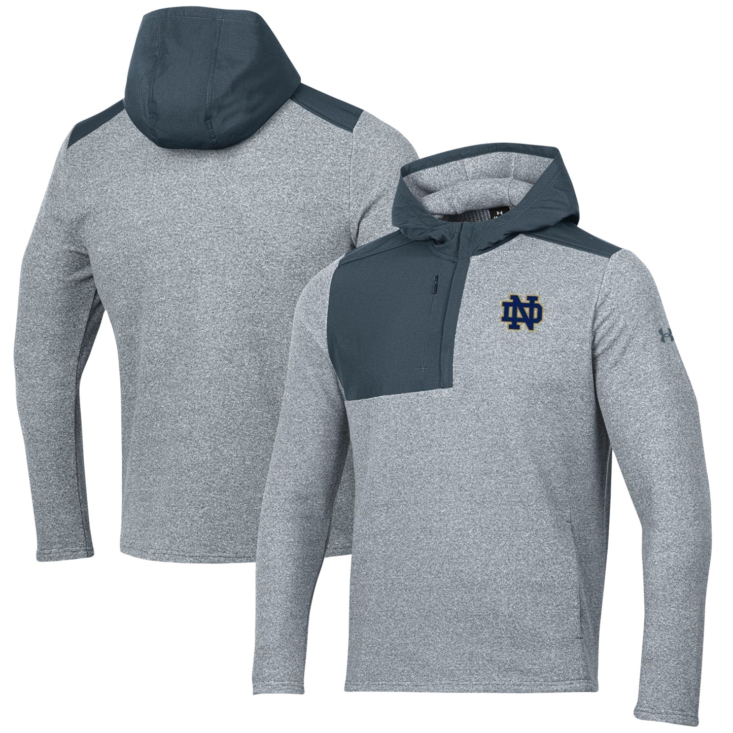 Men's Under Armour Gray Notre Dame Fighting Irish Survivor Fleece Hoodie Quarter-Zip Jacket