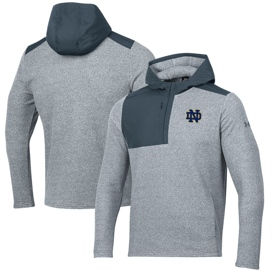 Men's Under Armour Gray Notre Dame Fighting Irish Survivor Fleece Hoodie Quarter-Zip Jacket