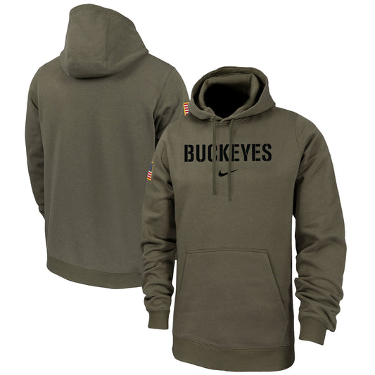 Men's Nike  Olive Ohio State Buckeyes Military Pack Club Fleece Pullover Hoodie