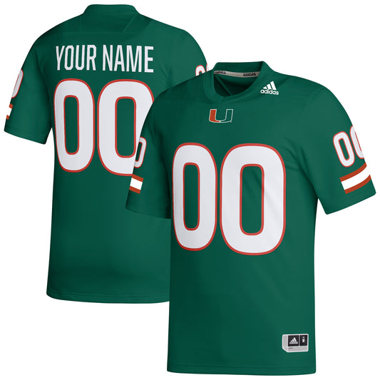 Men's adidas  Green Miami Hurricanes Custom Football Jersey