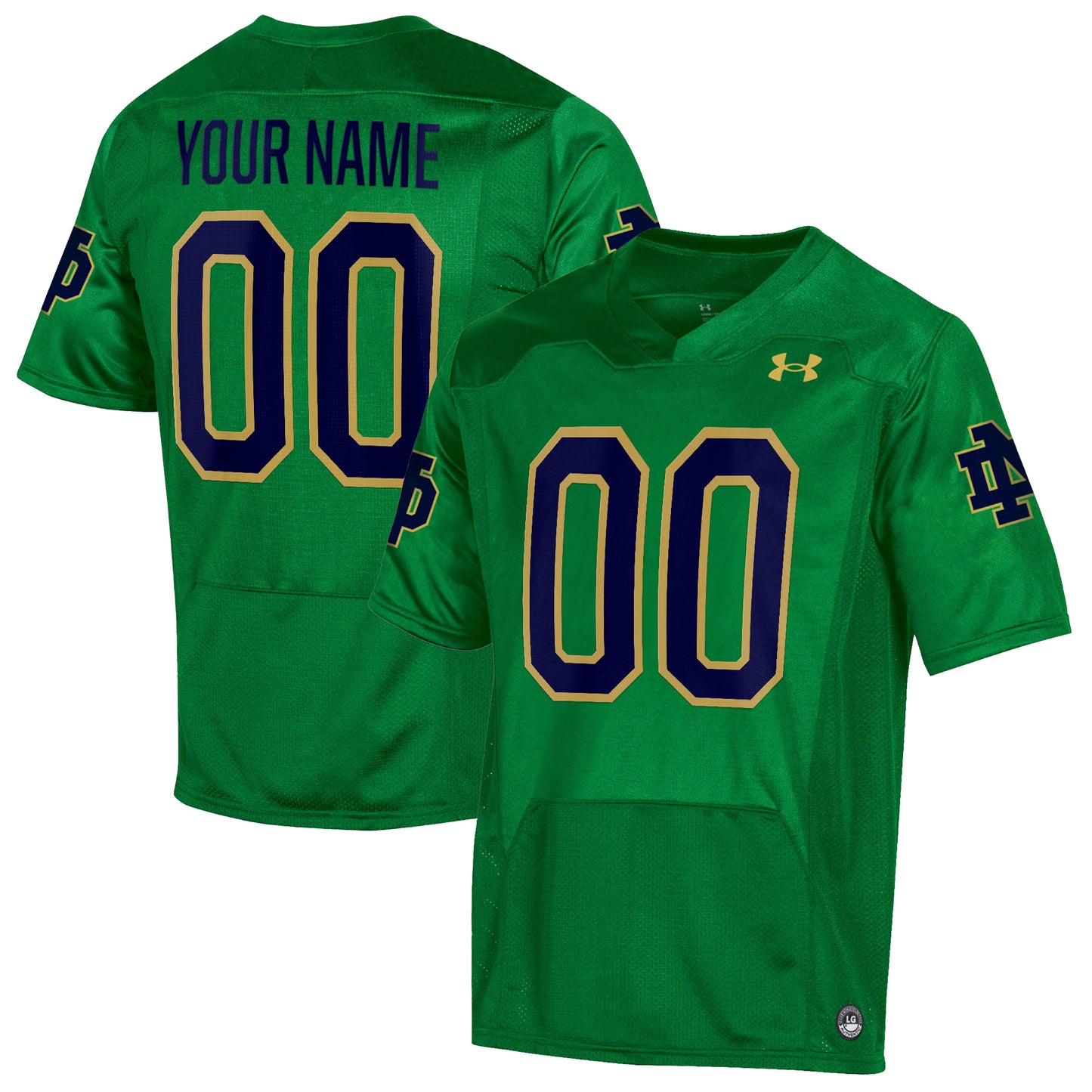 Men's Under Armour  Kelly Green Notre Dame Fighting Irish Custom Jersey