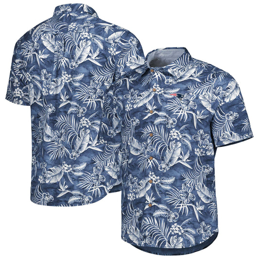 Men's Tommy Bahama Navy New England Patriots Aqua Lush Full-Button Shirt