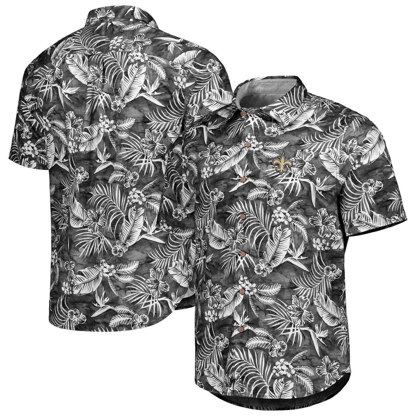 Men's Tommy Bahama Black New Orleans Saints Aqua Lush Full-Button Shirt