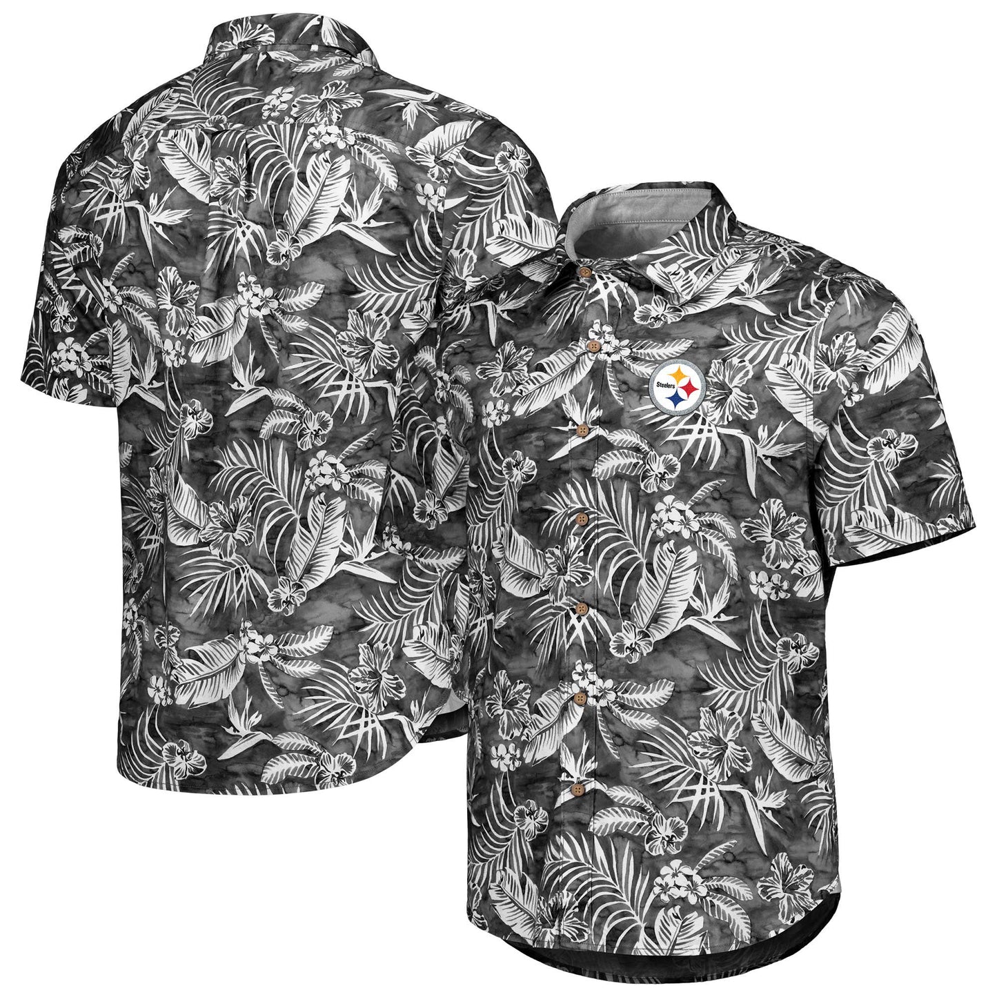 Men's Tommy Bahama Black Pittsburgh Steelers Aqua Lush Full-Button Shirt