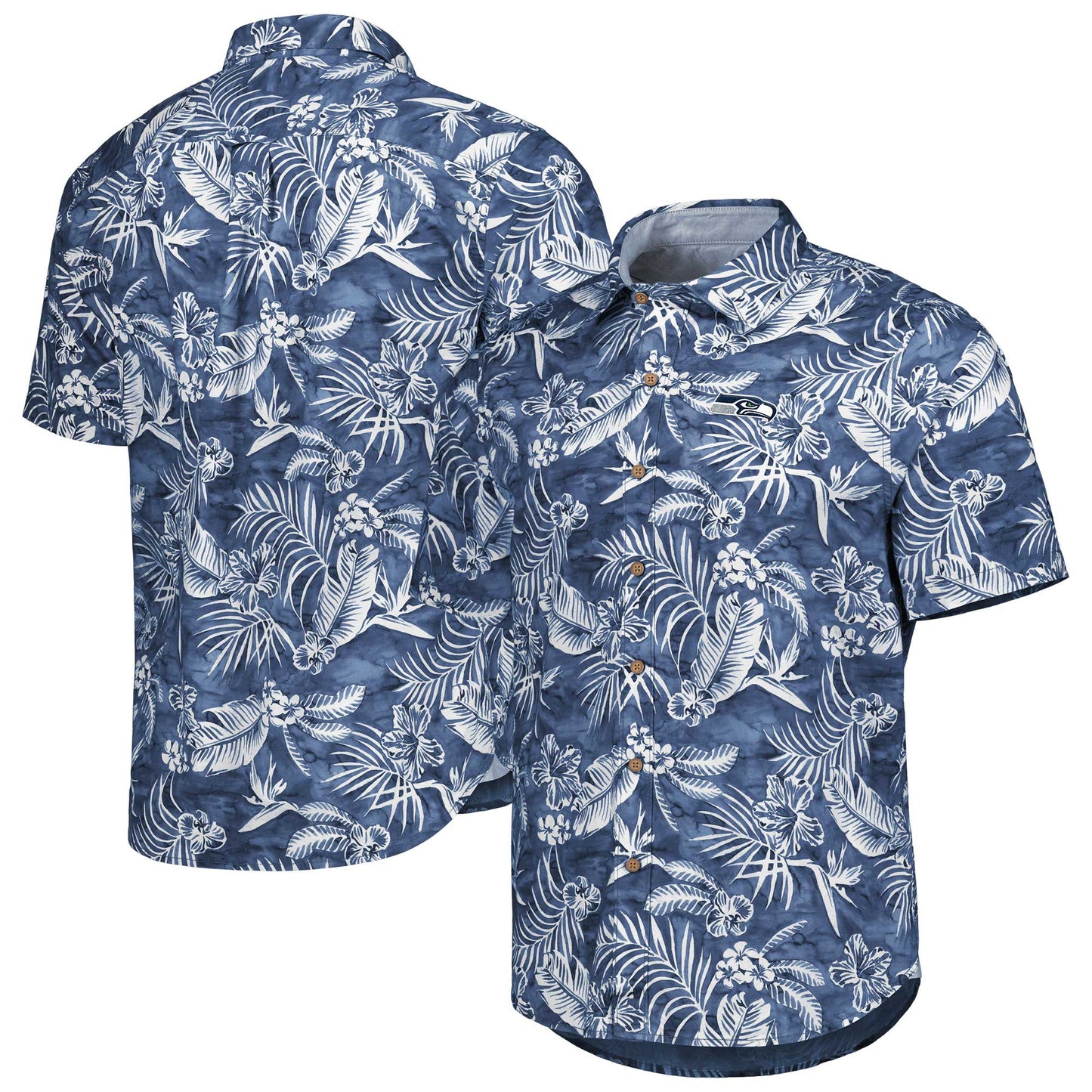 Men's Tommy Bahama College Navy Seattle Seahawks Aqua Lush Full-Button Shirt