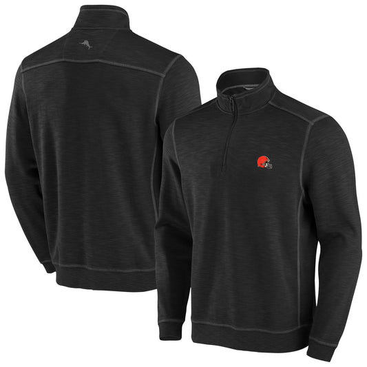 Men's Tommy Bahama Black Cleveland Browns Big & Tall Tobago Bay Half-Zip Pullover