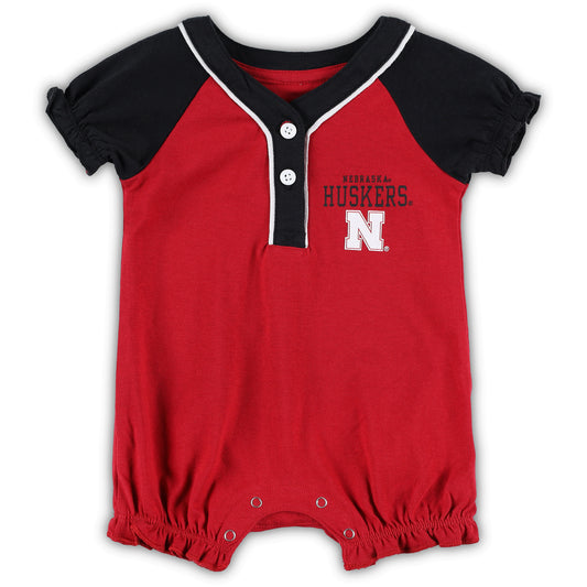 Girls Newborn & Infant Scarlet Nebraska Huskers Raglan Romper