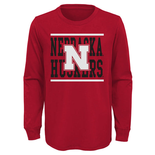 Youth Scarlet Nebraska Huskers Long Sleeve T-Shirt