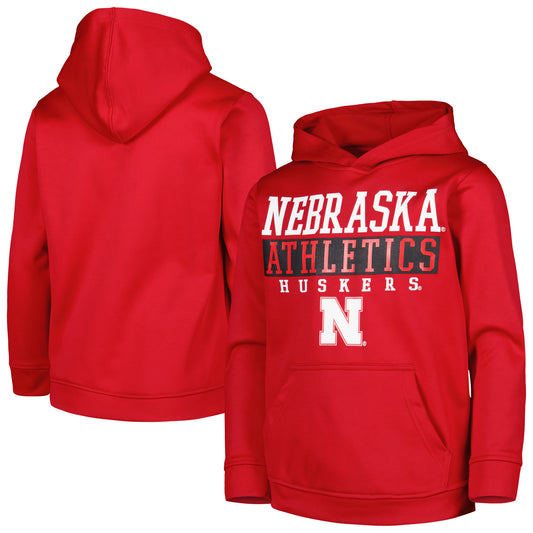 Youth Scarlet Nebraska Huskers Pullover Hoodie