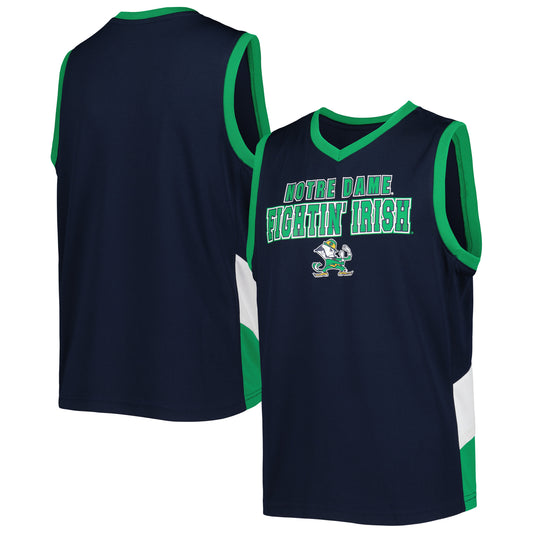 Youth Navy Notre Dame Fighting Irish V-Neck Tank Top