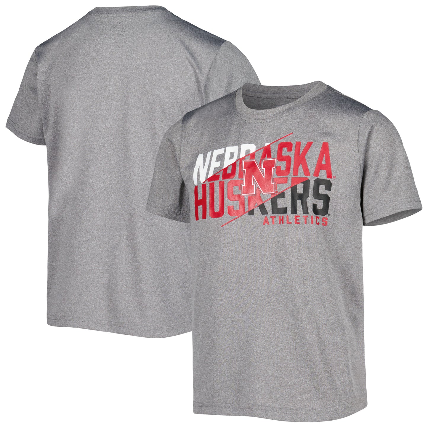 Youth Heather Gray Nebraska Huskers Melange T-Shirt