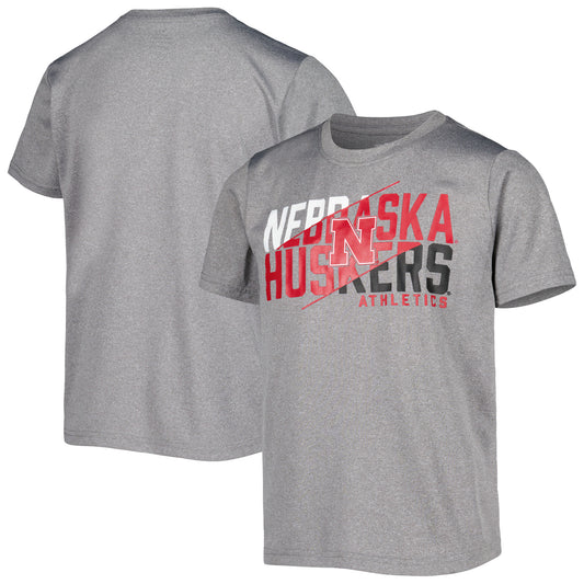 Youth Heather Gray Nebraska Huskers Melange T-Shirt