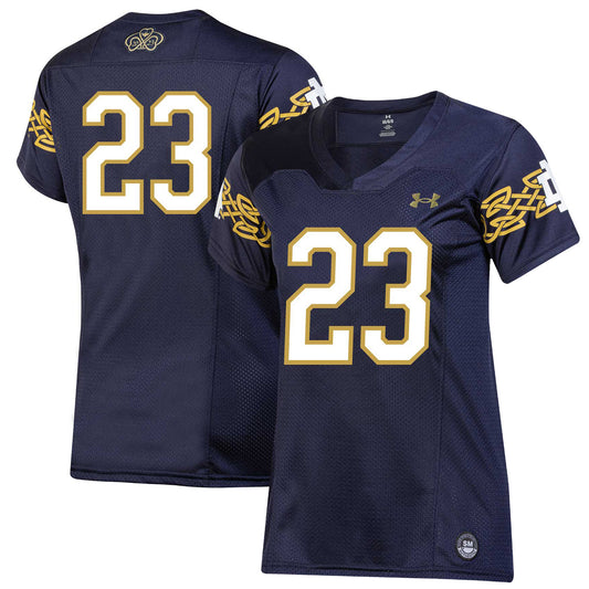 Women's Under Armour Navy Notre Dame Fighting Irish 2023 Aer Lingus College Football Classic Replica Jersey