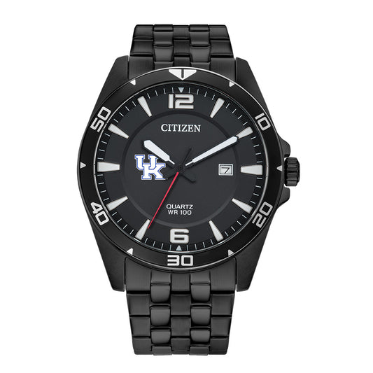 Men's Kentucky Wildcats Citizen Quartz Black-Tone Stainless Steel Watch