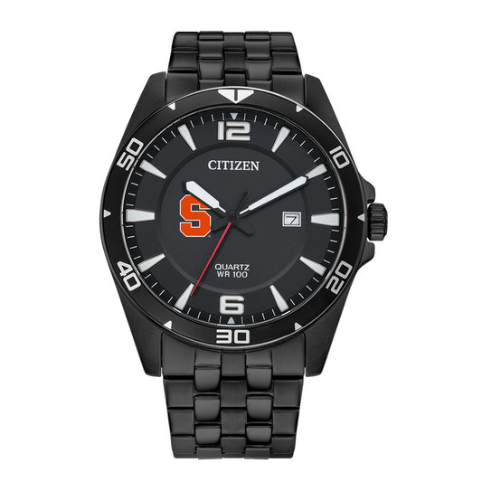 Men's Syracuse Orange Citizen Quartz Black-Tone Stainless Steel Watch