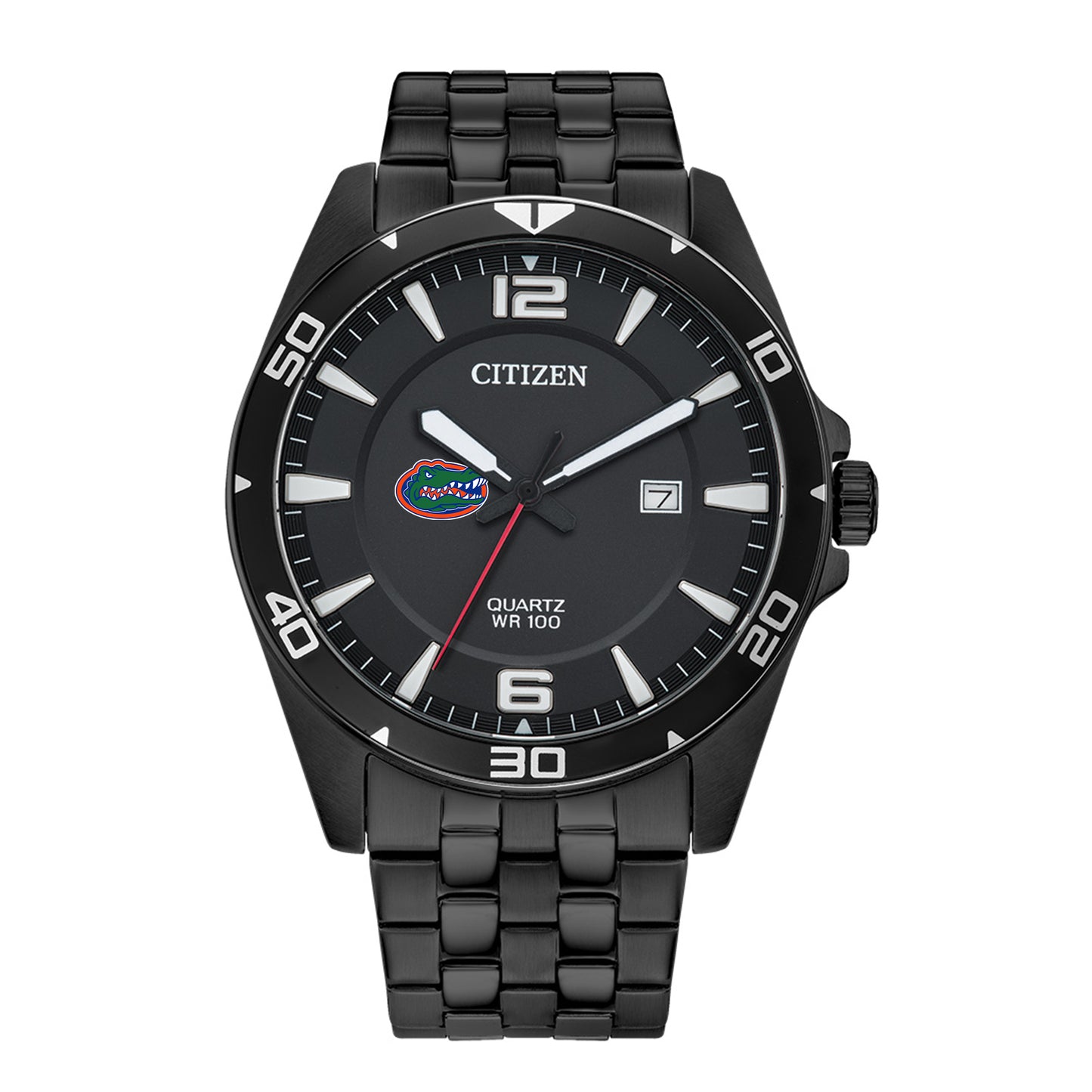 Men's Florida Gators Citizen Quartz Black-Tone Stainless Steel Watch