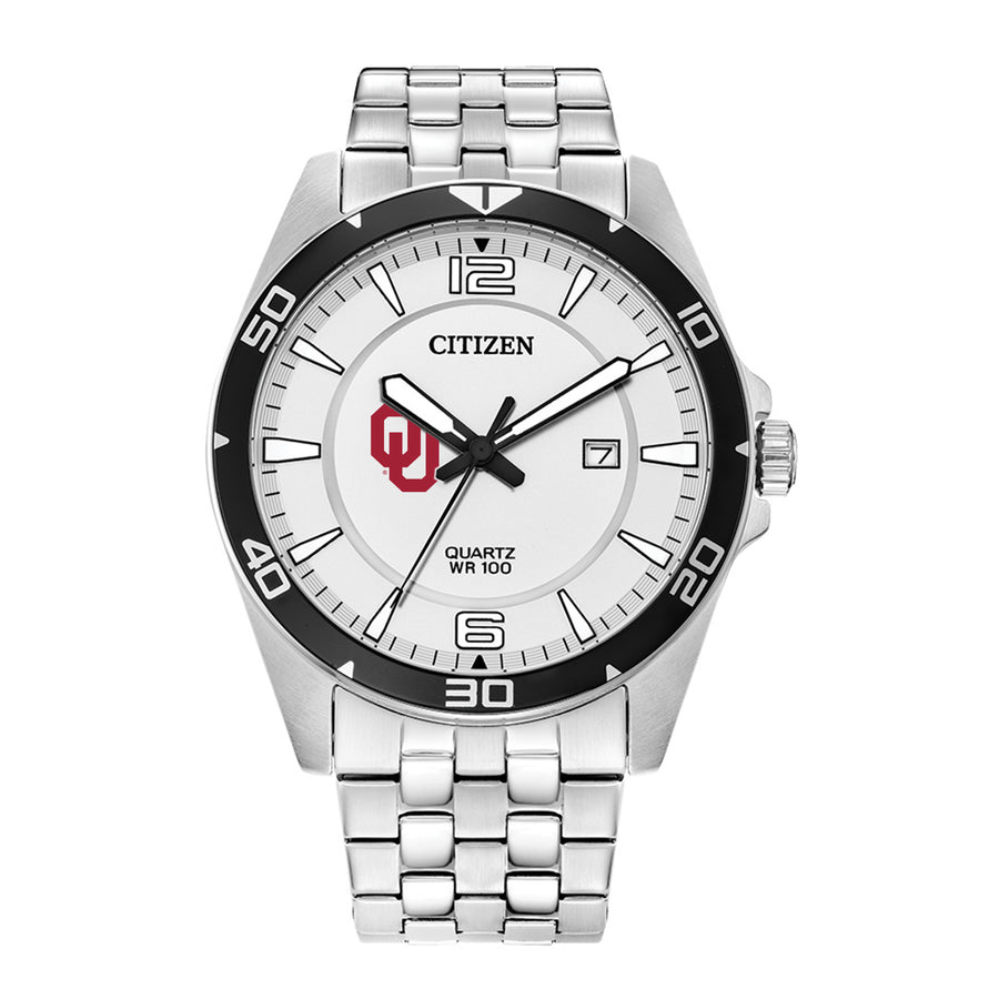 Men's Oklahoma Sooners Citizen Quartz Stainless Steel Watch