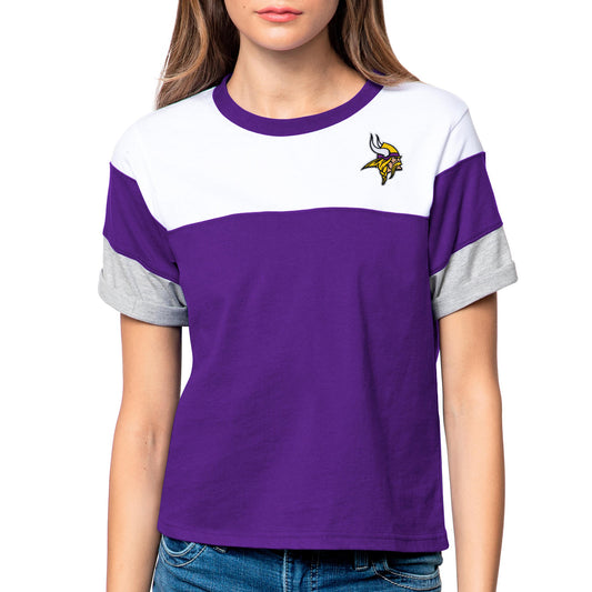 Women's Antigua White/Purple Minnesota Vikings Flip T-Shirt