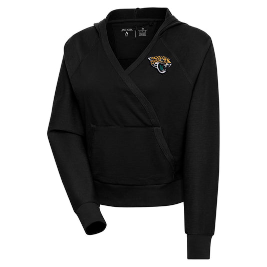 Women's Antigua Black Jacksonville Jaguars Point Pullover Hoodie