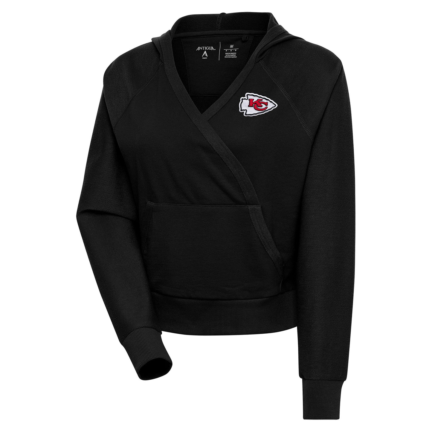 Women's Antigua Black Kansas City Chiefs Point Pullover Hoodie