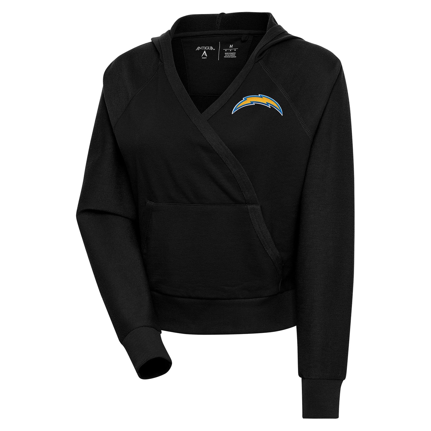 Women's Antigua Black Los Angeles Chargers Point Pullover Hoodie