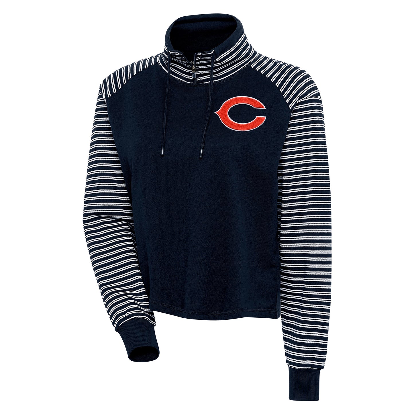 Women's Antigua Navy/White Chicago Bears Squad Pullover Top