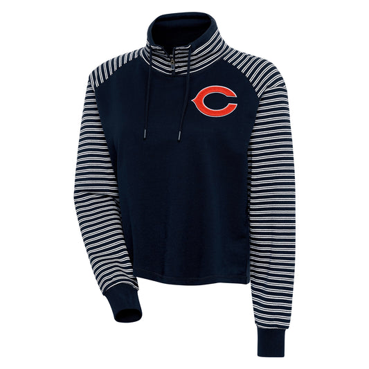 Women's Antigua Navy/White Chicago Bears Squad Pullover Top