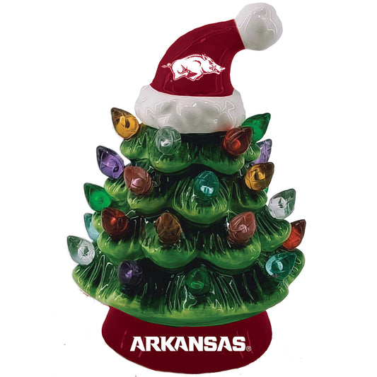 Arkansas Razorbacks 8" Light Up Ceramic LED Christmas Tree