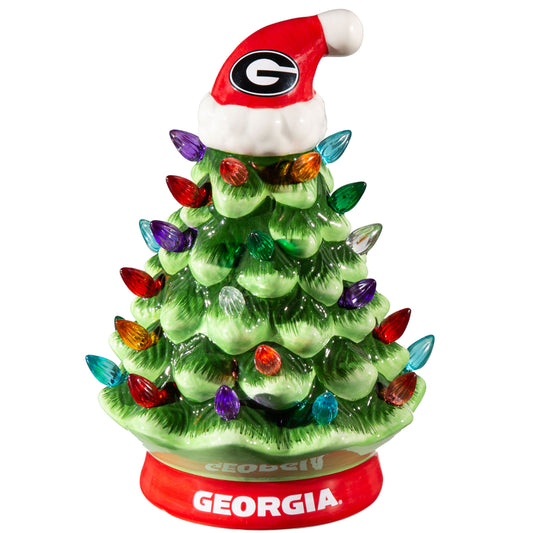 Georgia Bulldogs 8" Light Up Ceramic LED Christmas Tree