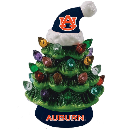 Auburn Tigers 8" Light Up Ceramic LED Christmas Tree