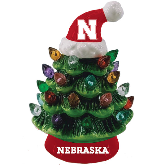 Nebraska Huskers 8" Light Up Ceramic LED Christmas Tree