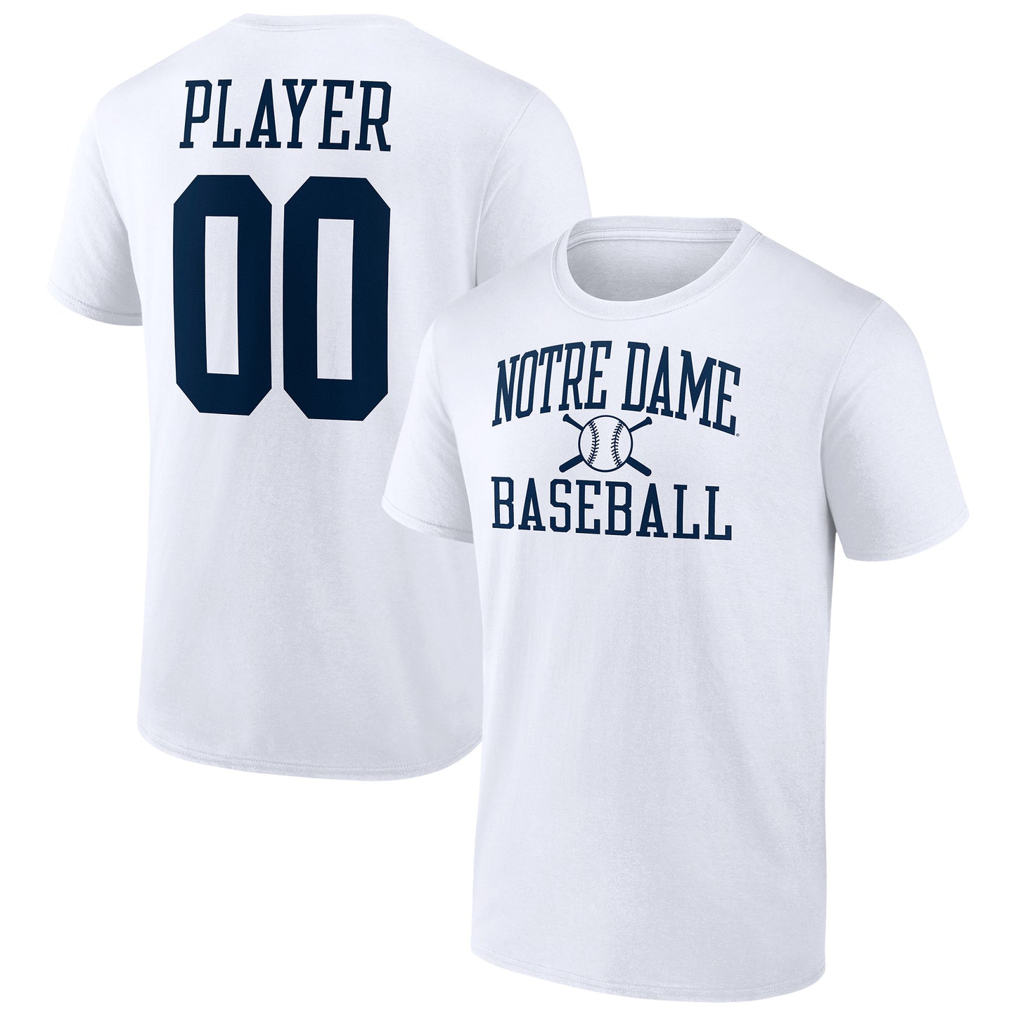 Men's  White Notre Dame Fighting Irish Baseball Pick-A-Player NIL Gameday Tradition T-Shirt