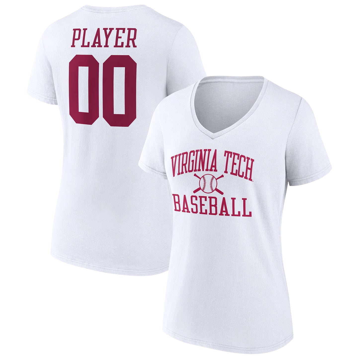 Women's  White Virginia Tech Hokies Baseball Pick-A-Player NIL Gameday Tradition V-Neck T-Shirt