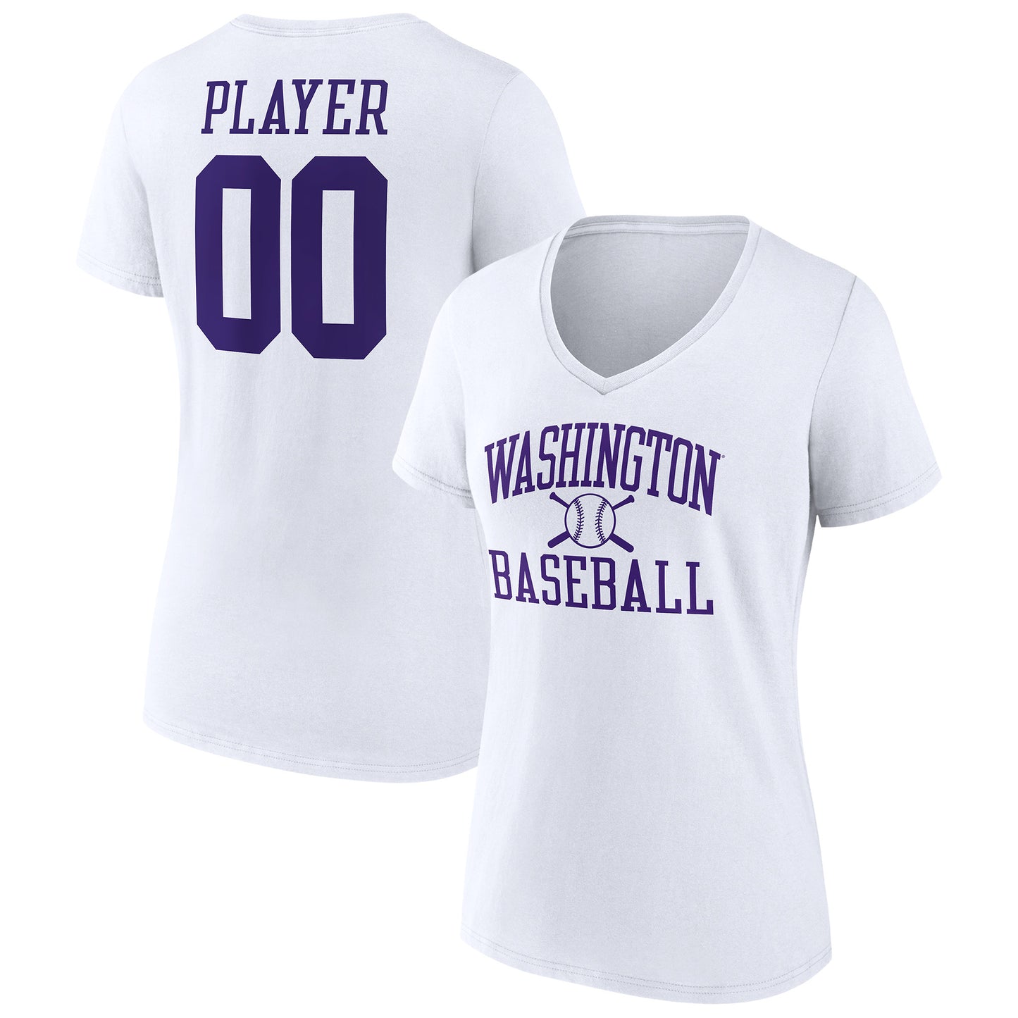 Women's  White Washington Huskies Baseball Pick-A-Player NIL Gameday Tradition V-Neck T-Shirt