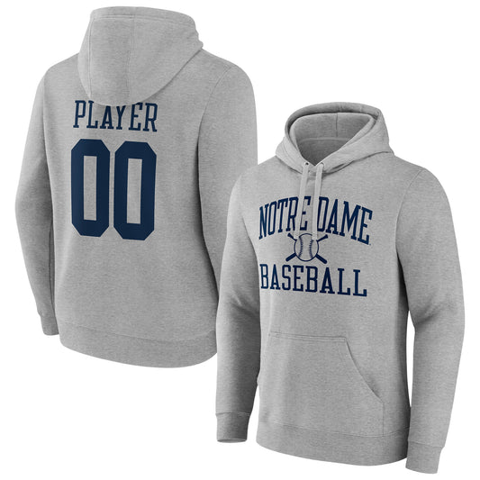 Men's  Gray Notre Dame Fighting Irish Baseball Pick-A-Player NIL Gameday Tradition Pullover Hoodie