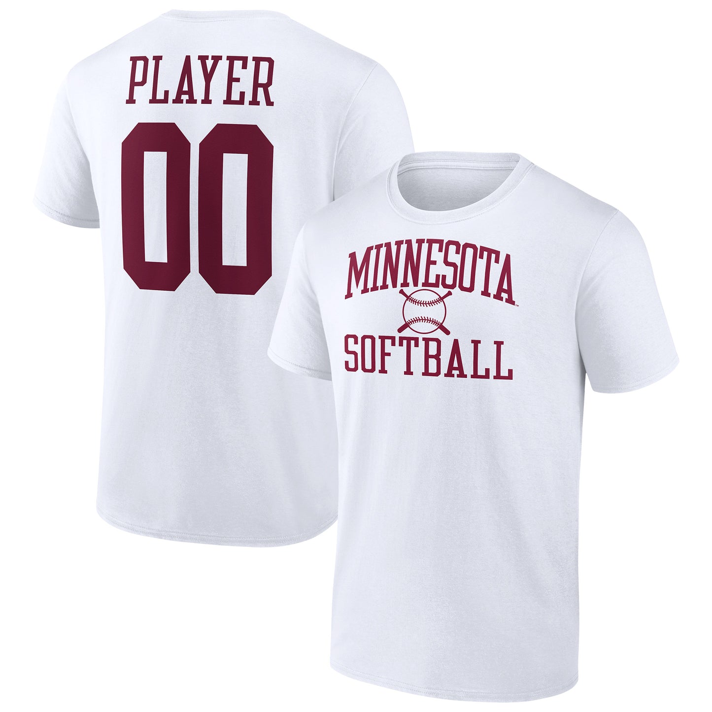 Men's  White Minnesota Golden Gophers Softball Pick-A-Player NIL Gameday Tradition T-Shirt