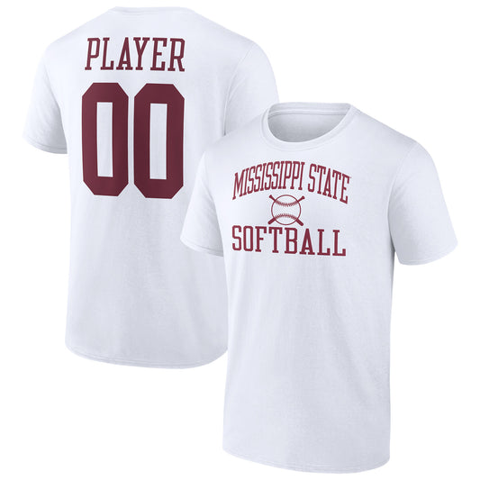 Men's  White Mississippi State Bulldogs Softball Pick-A-Player NIL Gameday Tradition T-Shirt