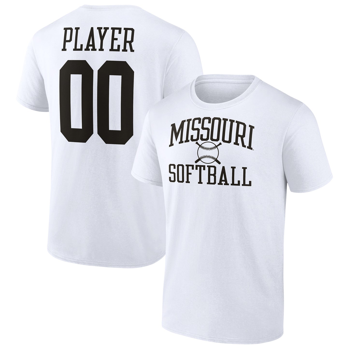 Men's  White Missouri Tigers Softball Pick-A-Player NIL Gameday Tradition T-Shirt